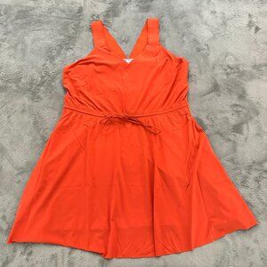 Athleta Savannah Strap Dress Vermillion Travel Women's XL Tall Poppy Orange